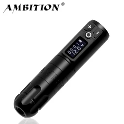 Ambition Soldier Wireless Tattoo Machine Rotaty Battery Pen dengan Portable Power Pack 2400mAh LED Digital Display Kanggo Body Art