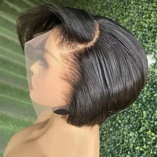 Pōkole Bob Wig Pixie ʻoki Wigs ʻO ka lauoho kanaka Brazilian lauoho wigs kūʻai kūʻai kūʻai lauoho kanaka wigs kūʻai pololei Lace Front Wigs no nā wahine ʻeleʻele