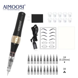AIMOOSI M7 Tattoo Machine Set Microblading Øjenbryn PMU Gun Pen Nål Permanent Makeup Machine Professionelle forsyninger Begynder