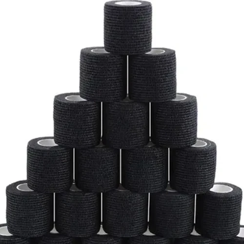 Couverture de Bandage noire pour poignée de tatouage, bandes non tissées, auto-adhésives imperméables, Protection des doigts et des poignets, accessoires de tatouage, 6/12/24