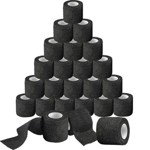 Couverture de Bandage noire pour poignée de tatouage, 6/12/24/48, bandes non tissées, imperméables, auto-adhésives, Protection des doigts, accessoires de tatouage
