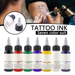 30 ML Dövme Mürekkep Seti Uzun ömürlü Hiçbir Solmayan Dövme Renkleri 3D Makyaj Güzellik Cilt Vücut Sanatı 7 Renk Dövme Mürekkepleri Pigment Kiti