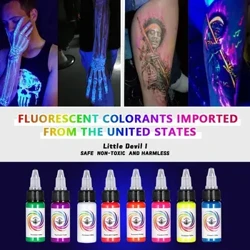 15 ml buteliukas Profesionalus fluorescencinis tatuiruotės rašalas Purpurinis šviesus mikropigmentacijos pigmentas UV rašalo tatuiruotės pigmentas kūno dažymui
