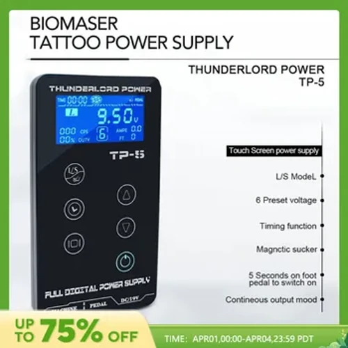 Tattoo Power Supply Thunderlord TP-5 Tatuagem Fir Tattoo Rotary Machine Touch Screen Source Digital LCD Makeup Dual Tattoo Power