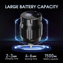 2024 Soicéad RCA Cumhachta Tatú Gan Sreang is Déanaí 1500MAH Battery Inaistrithe Inaistrithe Do Sholáthar Taispeána Digiteach Peann Meaisín Tatú