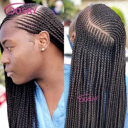 360 Voll Spëtze Perücke Twist Box Säit Deel Gefleckt Perücke Mat Baby Hoer Knotess Spëtzele Front Perücke Synthetesch Flecht Perücke Fir Fraen 36 Zoll