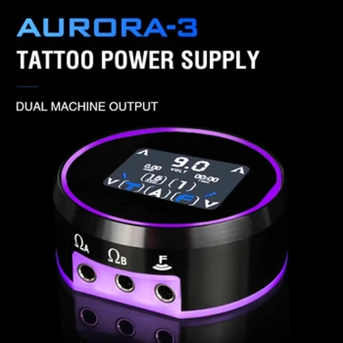 Fonte de alimentação para tatuagem aurora 3 lcd, bateria portátil, tela touch completa, fonte aurora com kit adaptador eua/ue, novo, 2023