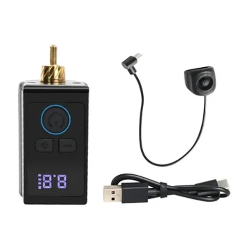 Mini fonte de alimentação de tatuagem sem fio, conector rca de bateria tipo-c, carga rápida para máquina de tatuagem, caneta com 1 peça de anel de interruptor de controle