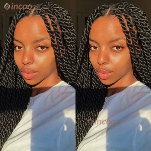 Parrucche intrecciate anteriori in pizzo pieno da 26 "parrucche intrecciate twist per donne nere parrucca trecce con capelli del bambino parrucca sintetica in pizzo senza nodi