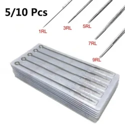 5/10 Pcs Gairmiúla Caighdeán Cruach Dhosmálta Tatú Sterile Snáthaid Babhta Liner Snáthaidí Soláthar Tattoo Soláthar Buan Makeup