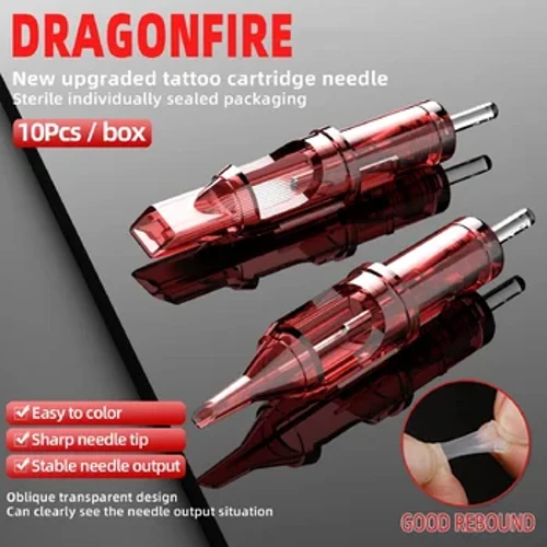 Игли за кертриџ за тетоважа DRAGONFIRE RS RL RM M1 за шминка трајна 10 парчиња со мембрански безбедносни касети Игла за тетоважа за еднократна употреба