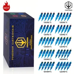 Snáthaidí Cartús Tatú Gairmiúla Measctha POSEIDON 50PCS le Cartúis Sábháilteachta Membrane Snáthaid Tatú Indiúscartha