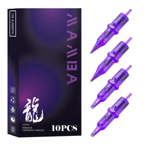 Cartúis Snáthaidí Tatú MAMBA LOONG 10PCS 0.35MM Snáthaid Tatú Sábháilteachta Membrane Sterilithe Indiúscartha le haghaidh Peann Meaisín Tatú