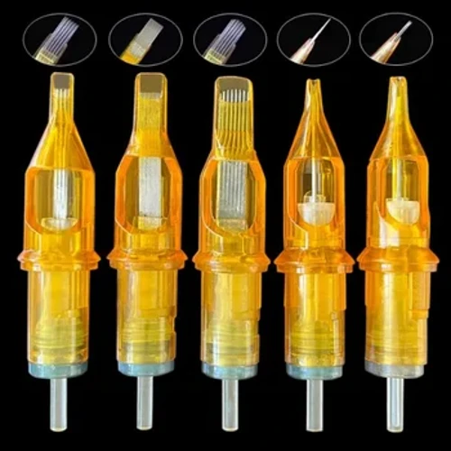 5/10/20 Chiếc Màu Vàng Chuồn Chuồn Hình Xăm Hộp Kim 1 3 5 7 9 11 13 14 15 RL RM RS M1 Cho Máy Xăm Bút Kim Phụ Kiện