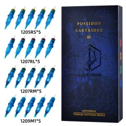 POSEIDON 20 Chiếc Hỗn Hợp Hình Xăm Chuyên Nghiệp Hộp Kim Có Màng An Toàn Hộp Mực Dùng Một Lần Hình Xăm Kim Cho Nghệ Sĩ