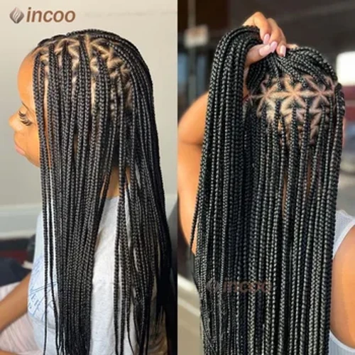 Perucas frontais de renda completa para mulheres, perucas trançadas sem nós, com cabelo de bebê, caixa sintética, peruca preta africana, 24 tamanhos