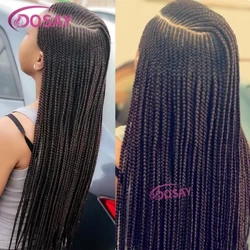Поўны парык з карункавай пярэдняй часткі Cornrow Double Dutch Braids для чарнаскурых жанчын Twist Box Side Part Braided Lace Wig Faux Locs Braids Wigs