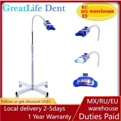 Meksika RU AB Stokta GreatLife Taşınabilir Mobil Stand 10 Led Lamba Hızlandırıcı Ağartma Makinesi Diş Beyazlatma Işık Lambası