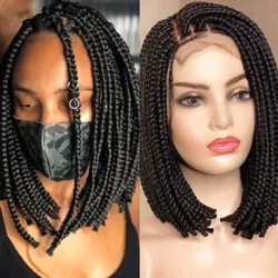 Kurze Bob geflochtene Perücken Full Lace Front Box Braid Perücken Synthetisch Schwarz 360 Lace Frontal Cornrow Perücken Braid Afrikanische Frauen 10 Zoll