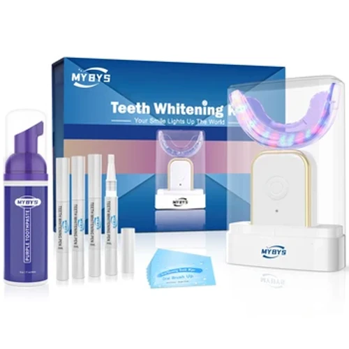MYBYS 13 Bộ Dụng Cụ Làm Trắng Răng Với 32 Đèn Led 3 Màu Nhà Kem Đánh Răng Làm Trắng Răng Cho Nhạy Cảm Mousse Chăm Sóc Răng Miệng