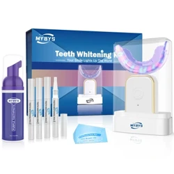 MYBYS 13 ADET Diş Beyazlatma Kiti 32 Led Işıkları Ile 3 Renk Ev Diş Beyazlatma Diş Macunu Hassas Köpük Ağız Bakımı