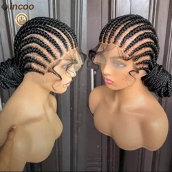 36 Cornrow Twisted Braided Peruk Ombre Blond Passion Twists Peruker Faux Locs Goddess Box Flätad Peruk Syntet Helspets Front Peruk