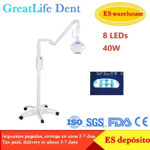 GreatLife Dent 40W 8LED ampoules 3 couleurs blanchiment des dents blanchiment des dents lampe lumineuse dentaire professionnel dent lampe blanche