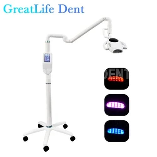 GreatLife 60W 10 Dental Touch Display Screen Teeth Whitening machine 3 colors moveable bleaching lamp floor standing with wheels