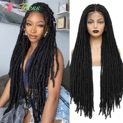 X-TRESS Voll Spëtze Gefleckt Perücken Faux Locs Synthetesch Spëtzele Front Perücke fir Fraen 32 Zoll laang riicht Dreadlocks Gratis Deel Spëtze Perücken