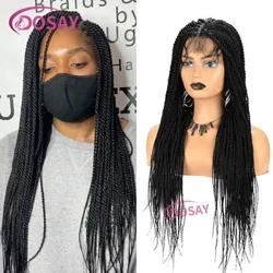 26 "Jahe Pirang Penuh Renda Dikepang Wig Kotak Knotless Dikepang Wig untuk Wanita Hitam Senegal Twist Kepang Renda Depan Wig Afrika