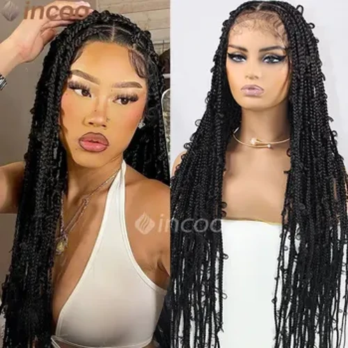 Penuh Renda Dikepang Wig Kupu-kupu Locs Crochet Rambut Dikepang Wig dengan Rambut Bayi untuk Wanita Penuh Kepala Renda Wig Knotless Box Wig