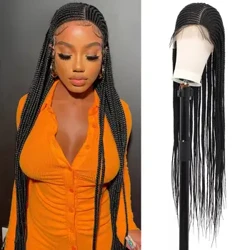 Tóc giả Viyskur 36'''Baild cho phụ nữ Full Lace Front Hộp tóc giả bện với tóc em bé tổng hợp phần tự nhiên phần tóc tóc giả tóc tóc giả