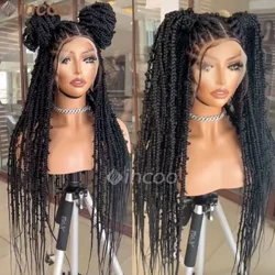 36 Zoll Synthetesch Spëtze Flecht Perücke Schmetterling Braids Spëtze Perücke Fir Schwaarz Frae Braid Perücken Am Verkaf Clearance Box Braids Spëtze Perücke