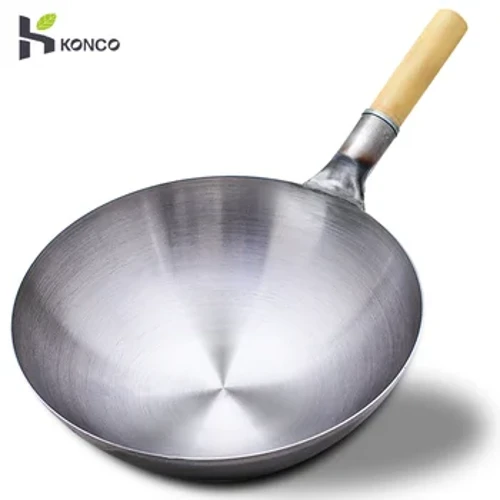 32/34 / 36cm Demir Wok Hytaýyň Adaty elde ýasalan Uly Wok Öý nahar bişirmek üçin agaç tutawaç Wok aşhana gap-gaçlary