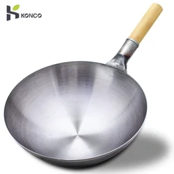 32/34/36cm burdinazko wok txinatar tradizionala eskuz egindako wok handia etxeko sukaldeko lapiko egurrezko heldulekua wok sukaldeko sukaldeko tresnak