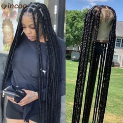 Sintētiskās mežģīņu pītas priekšējās parūkas Cornrow pītas mežģīņu parūkas melnām sievietēm pārdošanā Atbrīvojums 36' Bezmezglu bizes Parūka Jumbo