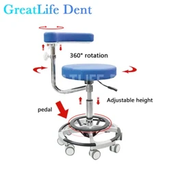 Isihlalo Esikhulu Sempilo Yamazinyo Udokotela Wezomlomo Udokotela Wobuhle I-Pedal Swivel Adjustable Lift Stool Hydraulic Swivel Spa Tattoo Isihlalo Sesaluni yokubhucunga