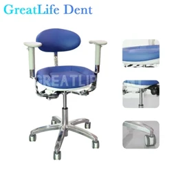 GreatLife Hortz Doktorea Erizaina PU Larruzko Beso-euskarria Luxu koloretsua Altuera erregulagarria Eserlekua Taburetea Gurpil altxagarria Dentista aulki birakaria