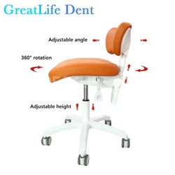 Stól Fiaclóireachta GreatLife Liachta eirgeanamaíochta Pu Leathar Armrest só Airde ildaite Roth Inchoigeartaithe Ardaithe Cathaoirleach Fiaclóir