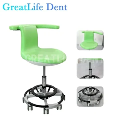 GreatLife Dent Diş Tıbbi Ergonomik Pu Deri Koltuk Diş Hekimi Hastane Hemşire Otomatik ayak pedalı kaldırma Döner Doktor Koltuğu