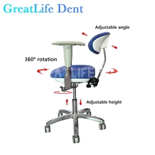 GreatLife Bác Sĩ Nha Khoa Y Tá Da PU Tay Sang Trọng Nhiều Màu Sắc Có Thể Điều Chỉnh Chiều Cao Ghế Phân Bánh Xe Nâng Xoay Ghế Nha Sĩ