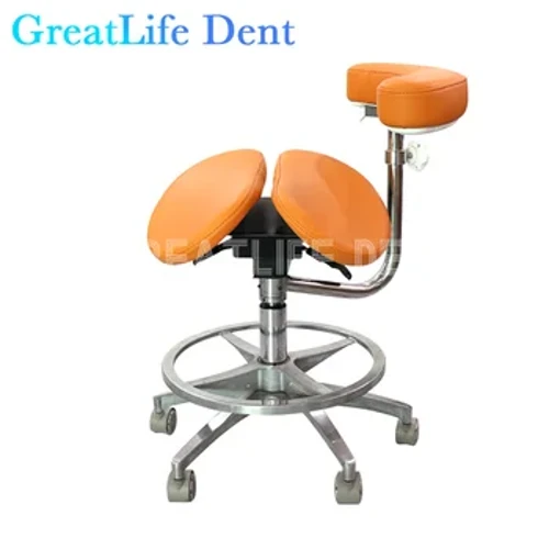 GreatLife Dentale ergonomico salone di bellezza barbiere tatuaggio sella in PU pedale di sollevamento girevole regolabile sedia da medico con ruota muta