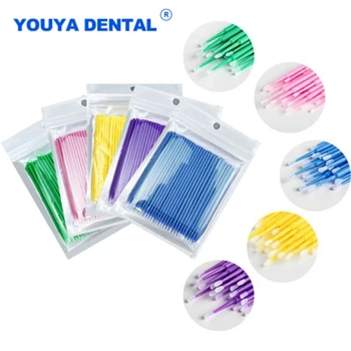 100 buc/pungă MicroBrush dentar de unică folosință perie lungă micro aplicatoare stomatologie orală odontologia instrumente de extensie pentru albirea dinților