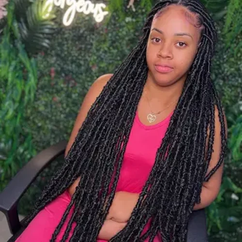 Parrucca intrecciata a farfalla 360 Lull Parrucca intrecciata anteriore in pizzo trasparente Drak Brown 36 pollici Distressed Locs Trecce senza nodi Parrucca cornrow