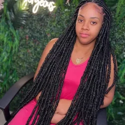 Perucă împletită Fluture 360 ​​Lull Perucă împletită cu dantelă transparentă în față Drak Brown 36 inch Locs distressed Impletituri fără noduri Perucă Cornrow
