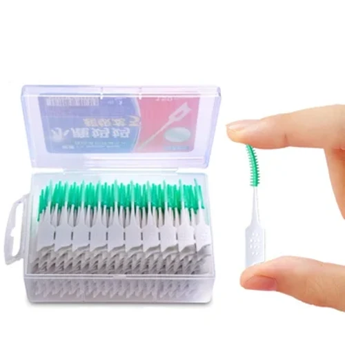150/200 Uds cepillos interdentales de silicona cepillo de palillos dentales entre dientes palillos de silicona con hilo herramienta de limpieza Oral