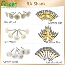 Bộ 10 Đánh Bóng Nha Khoa Bàn Chải Len Nỉ Bánh Xe Cotton Nhôm Chốt Phẳng Sắc Bát Máy Đánh Bóng Prophy RA 2.35 Mm cốc Cho Contra Góc