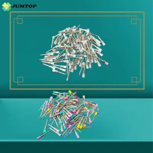 100pc Diş materiallary Öňüni alyş profilaktika çotgasynyň reňki Ak neýlon polishing çotgalary RA Shank 2.35mm stomatologiýa polisi