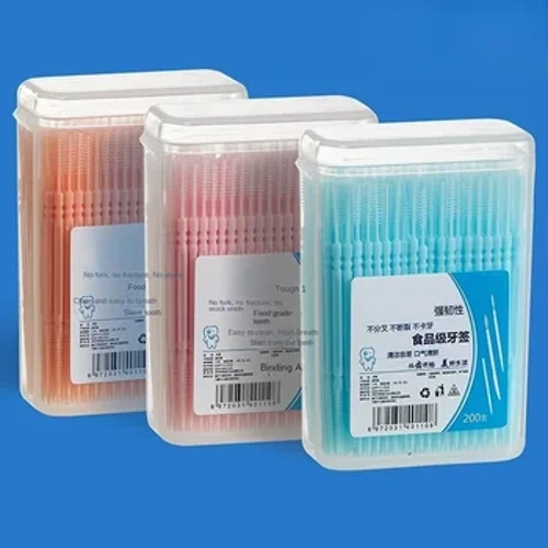Interdental Silikon Pinselen 200 Eenheeten Zänn Zahnpicker Pinsel Tëscht Zänn Silikon Zahnpicker Mat Fuedem Oral Botzen Tools