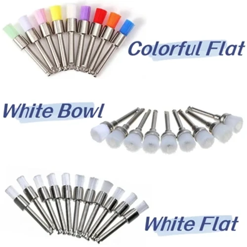 100 db/doboz Dental Prophy Brush fogpolírozó kefék Reteszcsavaros Nylon sörtéjű kefe folteltávolításhoz és polírozáshoz